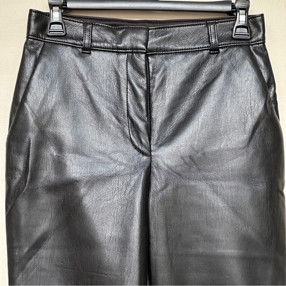 Aritzia Babaton Faux Leather Pants Black Straight Leg Size 4 - Picture 2 of 10